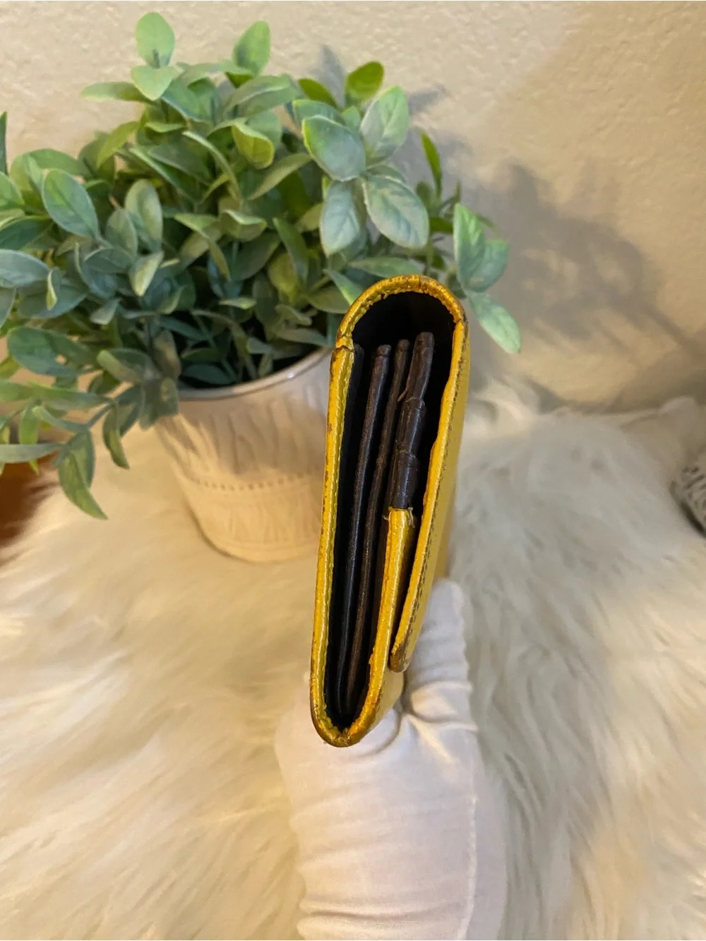 Loewe Yellow Leather Long Snap Wallet